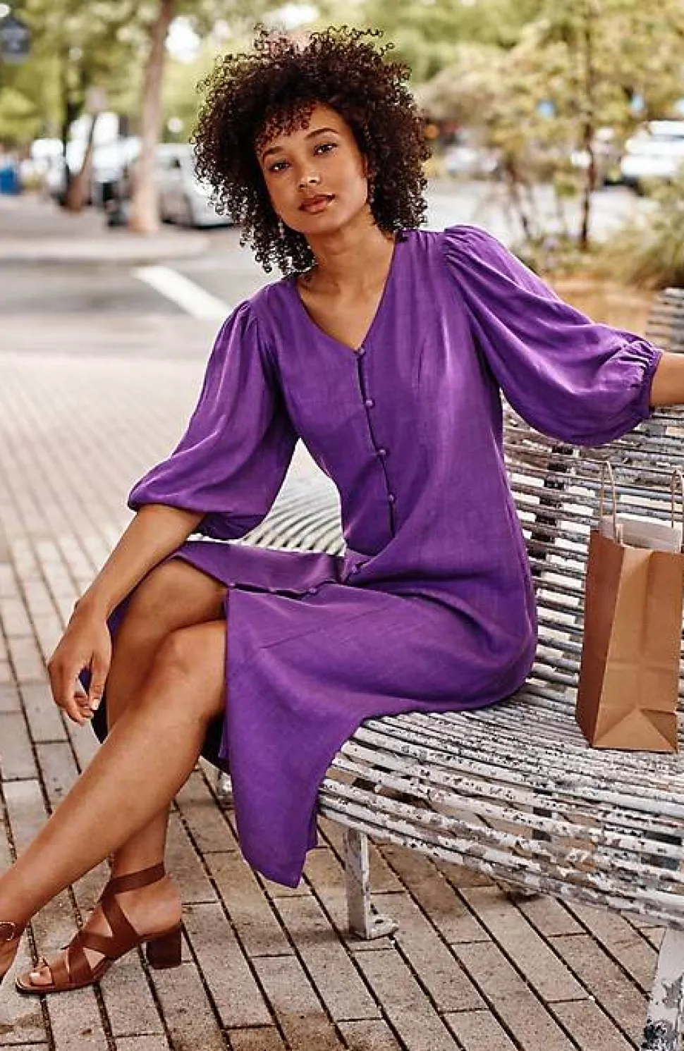 Seamed Button-Front Midi Dress | Jjill