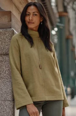 Seamed Fleece Mock-Neck Top | Jjill