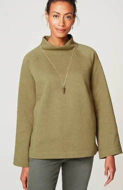 Seamed Fleece Mock-Neck Top | Jjill