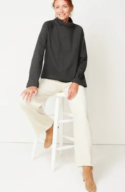 Seamed Fleece Mock-Neck Top | Jjill