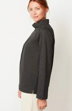 Seamed Fleece Mock-Neck Top | Jjill