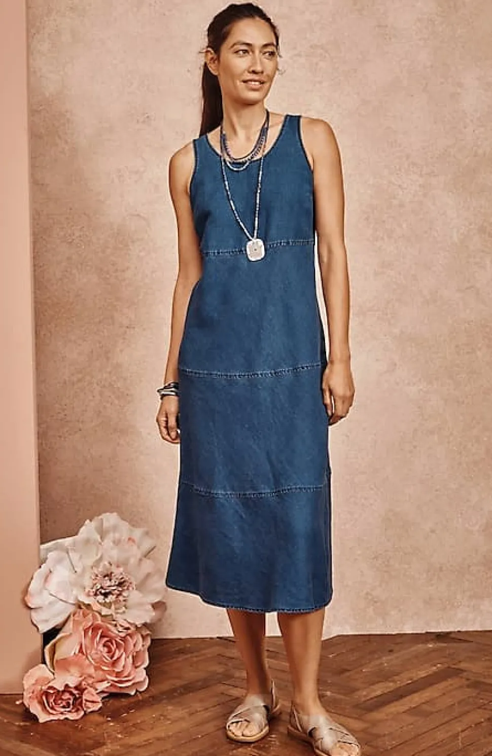 Seamed Indigo Midi Dress | Jjill