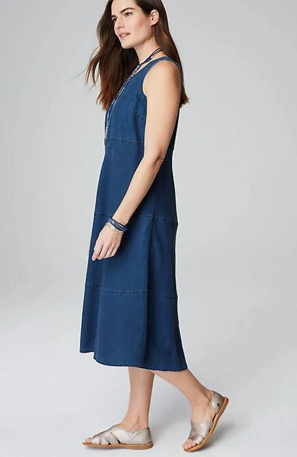 Seamed Indigo Midi Dress | Jjill