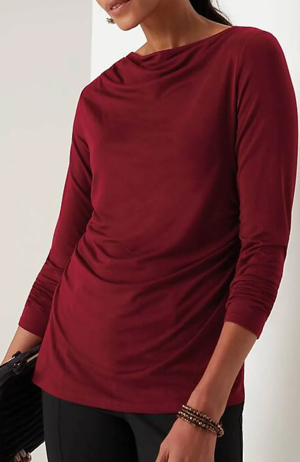 Shirred-Waist Draped Top | Jjill