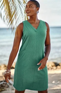 Sleeveless V-Neck Knit Dress | Jjill