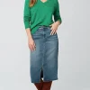Slit-Hem Denim Skirt | Jjill