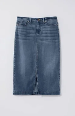 Slit-Hem Denim Skirt | Jjill