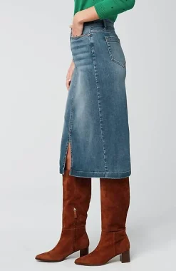 Slit-Hem Denim Skirt | Jjill