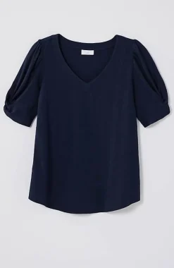 Slub-Knit Twist-Sleeve Tee | Jjill