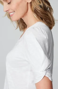 Slub-Knit Twist-Sleeve Tee | Jjill