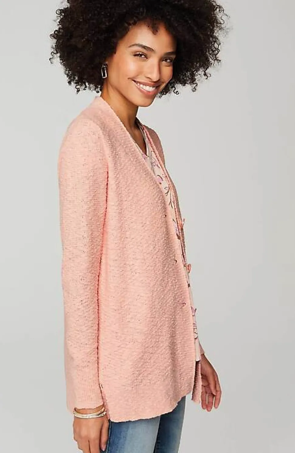Slub-Textured Button-Front Cardi | Jjill