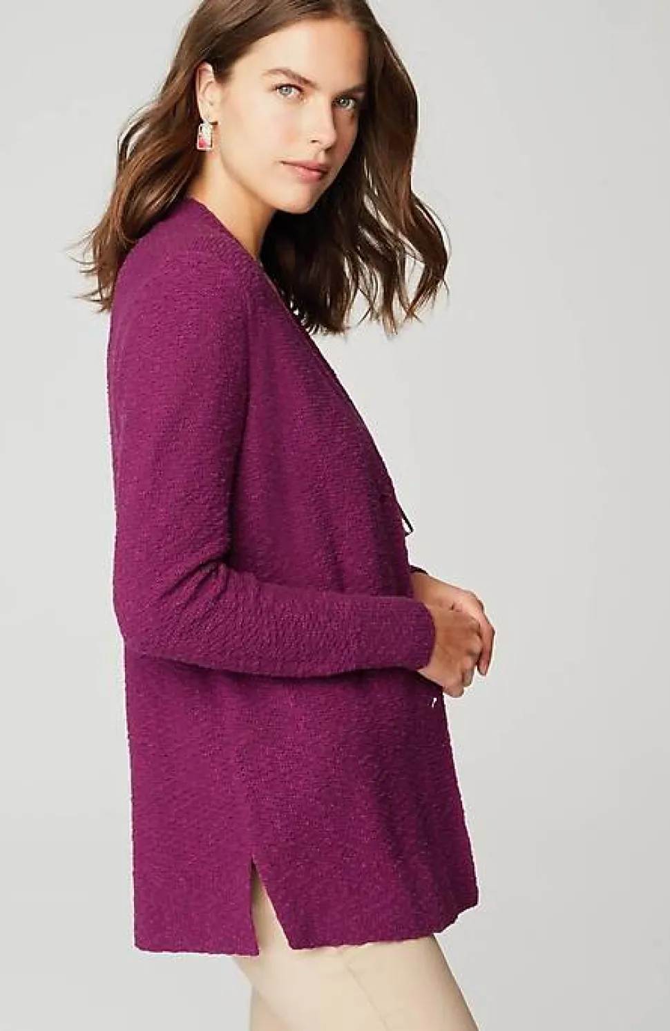 Slub-Textured Button-Front Cardi | Jjill