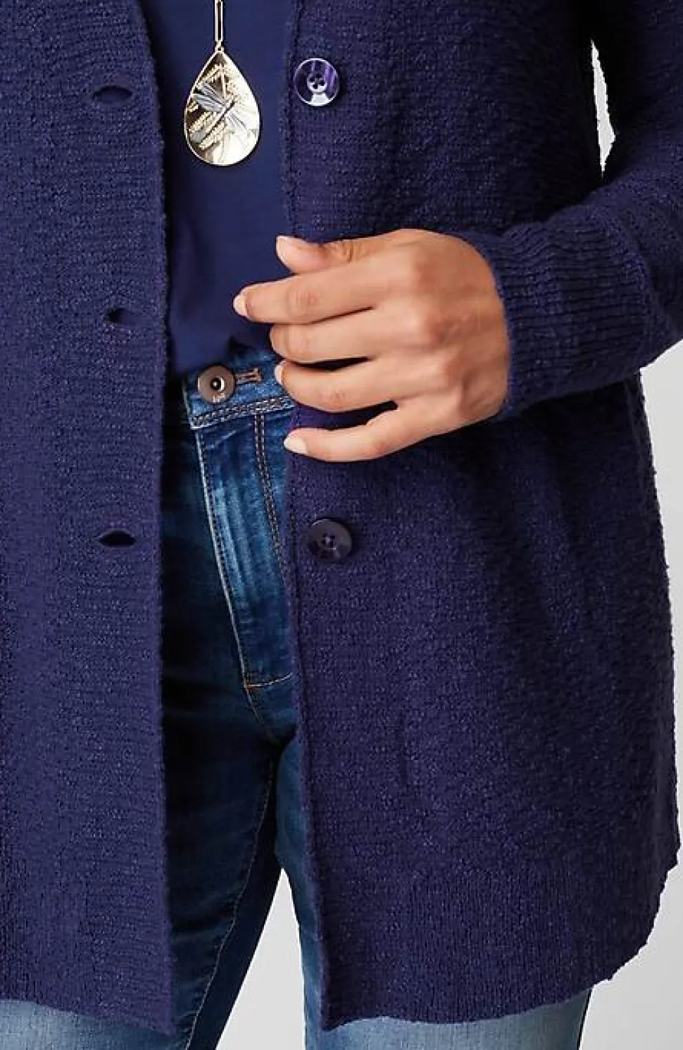 Slub-Textured Button-Front Cardi | Jjill