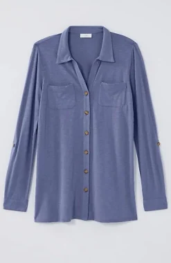 Slub-Textured Patch-Pocket Tunic | Jjill