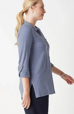 Slub-Textured Patch-Pocket Tunic | Jjill