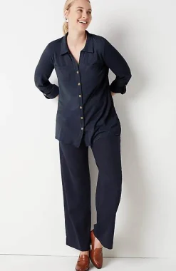 Slub-Textured Patch-Pocket Tunic | Jjill