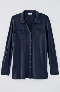 Slub-Textured Patch-Pocket Tunic | Jjill