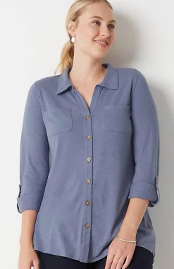 Slub-Textured Patch-Pocket Tunic | Jjill
