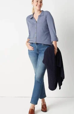 Slub-Textured Patch-Pocket Tunic | Jjill