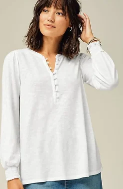 Smocked Henley Top | Jjill