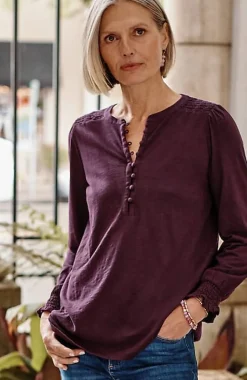 Smocked Henley Top | Jjill