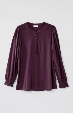 Smocked Henley Top | Jjill