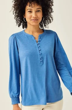Smocked Henley Top | Jjill