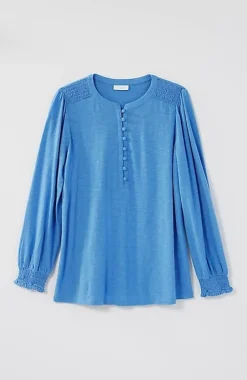 Smocked Henley Top | Jjill