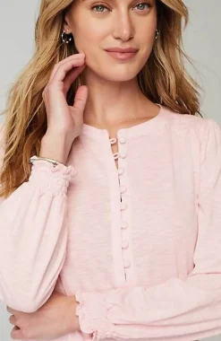 Smocked Henley Top | Jjill