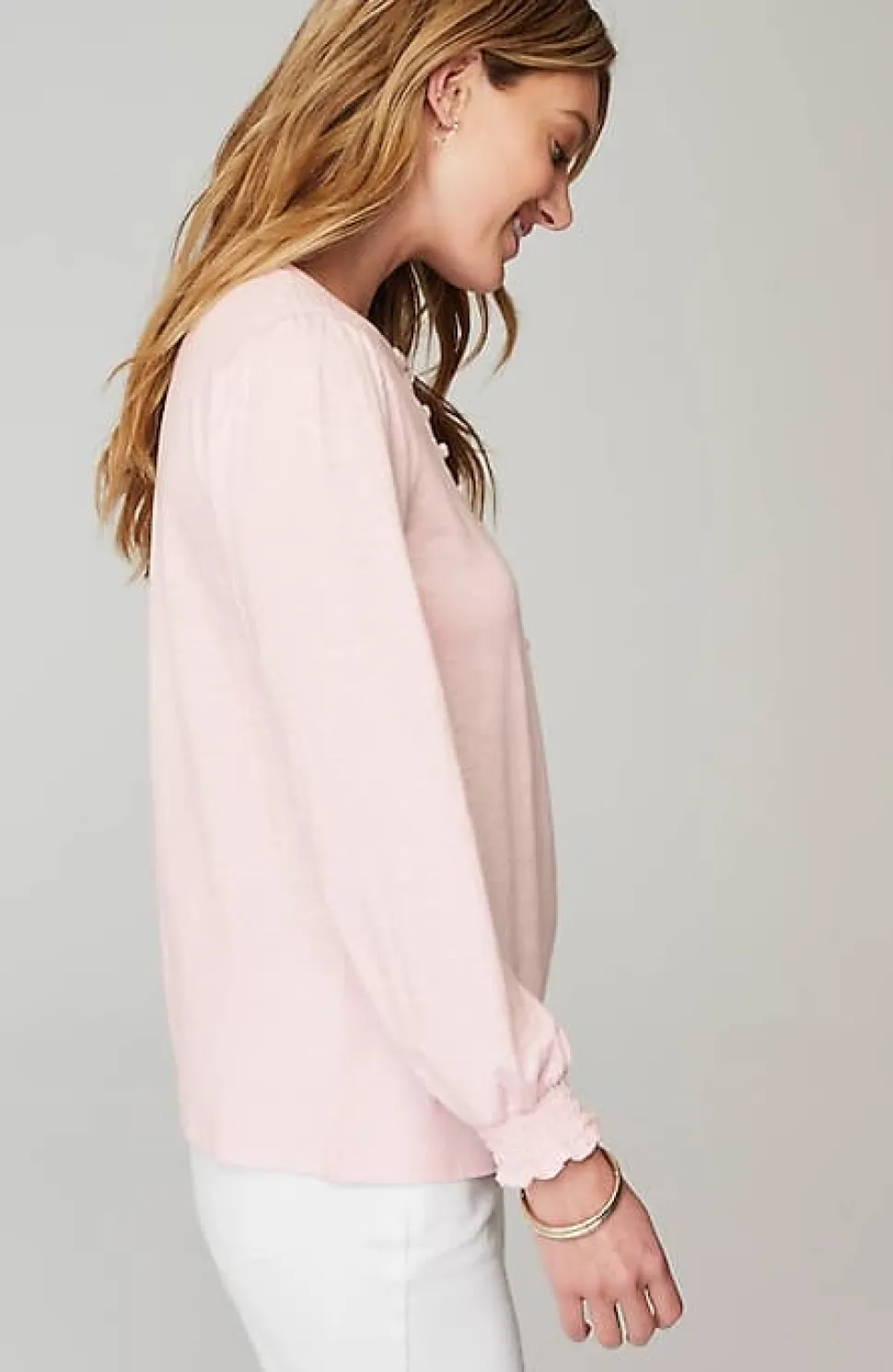Smocked Henley Top | Jjill