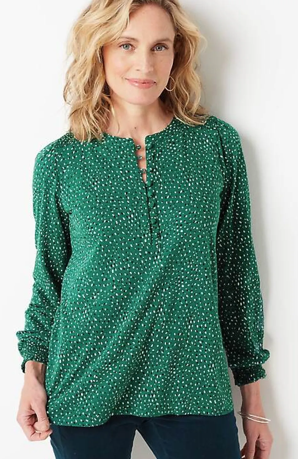 Smocked Henley Top | Jjill