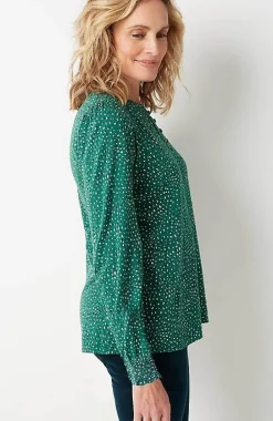 Smocked Henley Top | Jjill