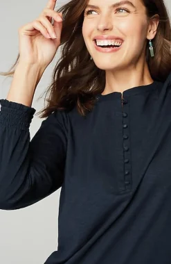 Smocked Henley Top | Jjill
