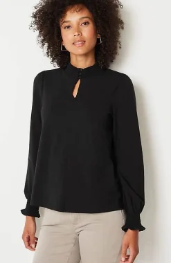 Smocked Mock-Neck Top | Jjill