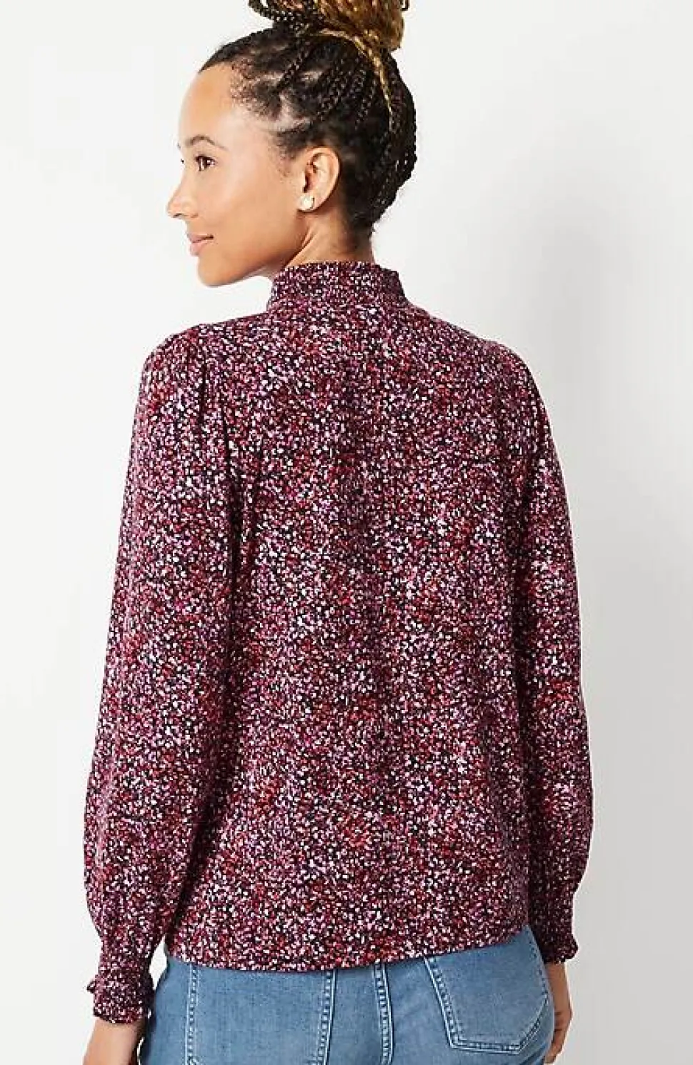 Smocked Mock-Neck Top | Jjill