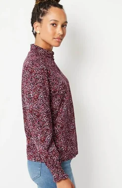 Smocked Mock-Neck Top | Jjill