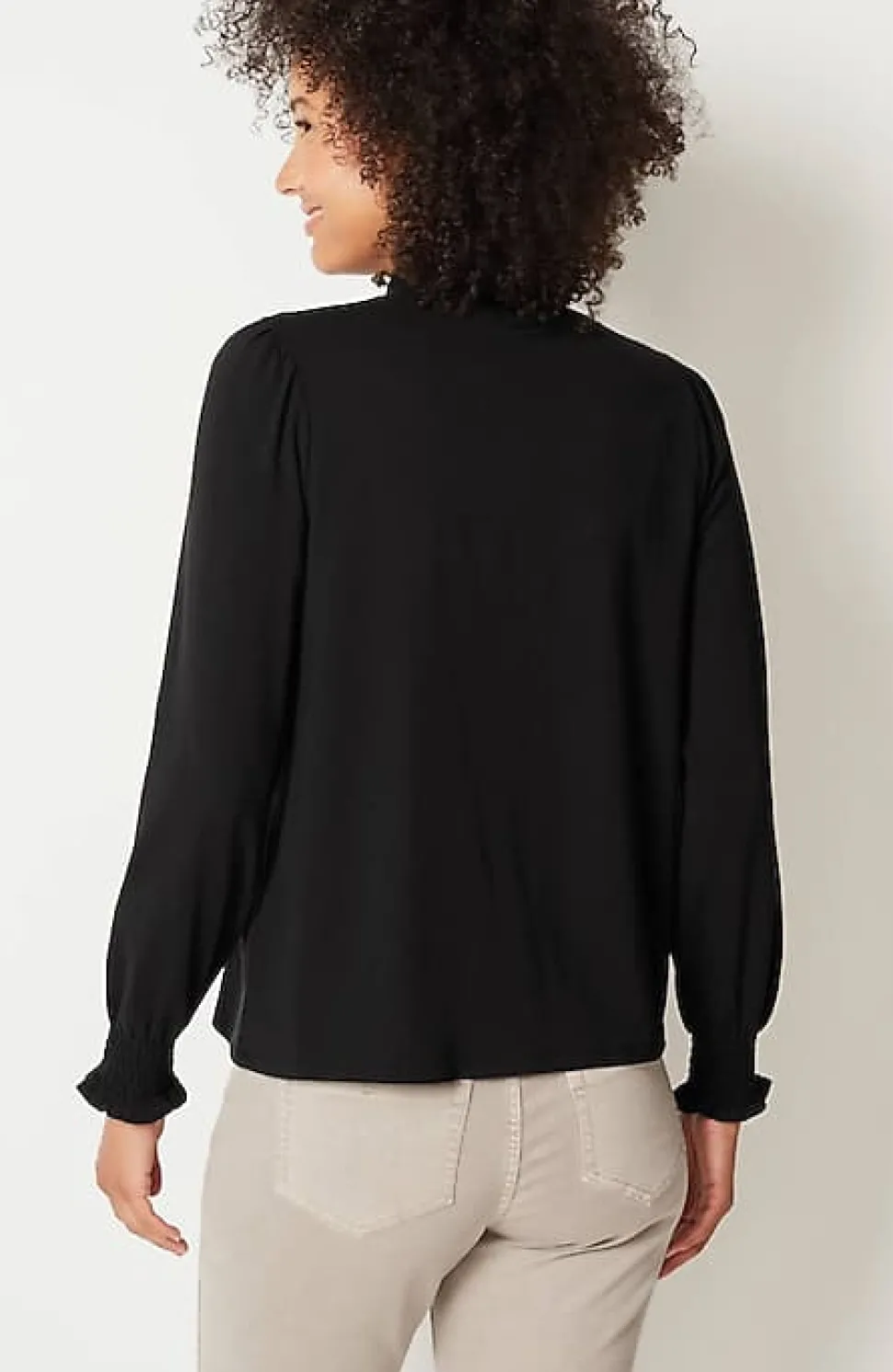 Smocked Mock-Neck Top | Jjill