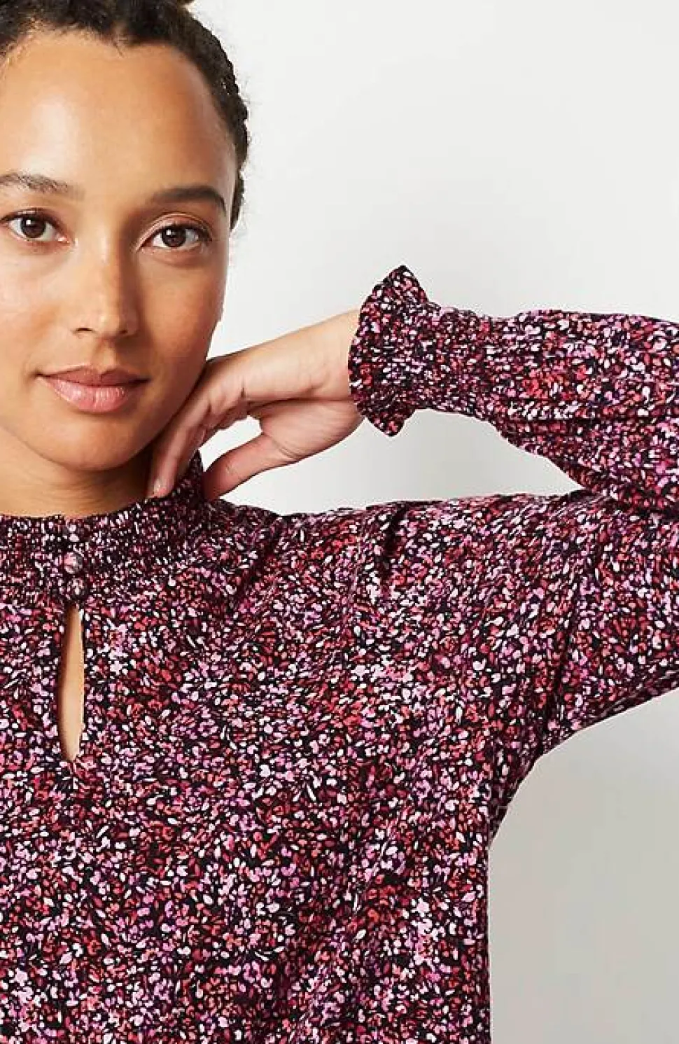 Smocked Mock-Neck Top | Jjill
