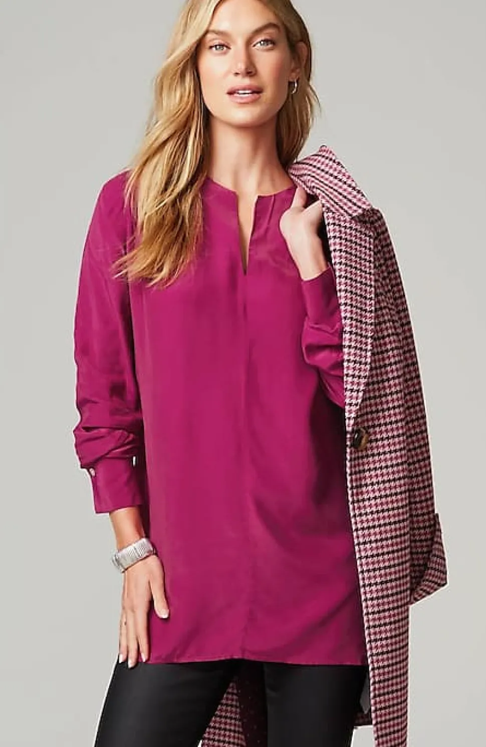 Smocked Split-Neck Tunic | Jjill