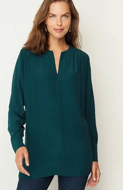 Smocked Split-Neck Tunic | Jjill