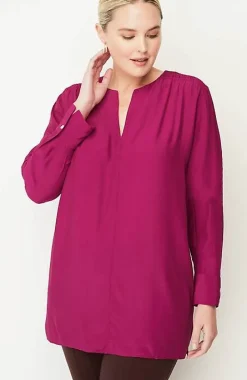 Smocked Split-Neck Tunic | Jjill