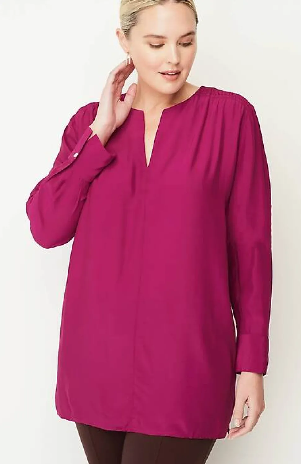 Smocked Split-Neck Tunic | Jjill
