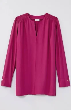 Smocked Split-Neck Tunic | Jjill