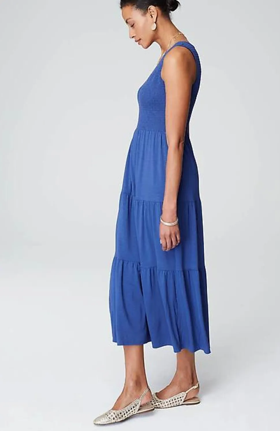 Smocked Tiered Midi Dress | Jjill