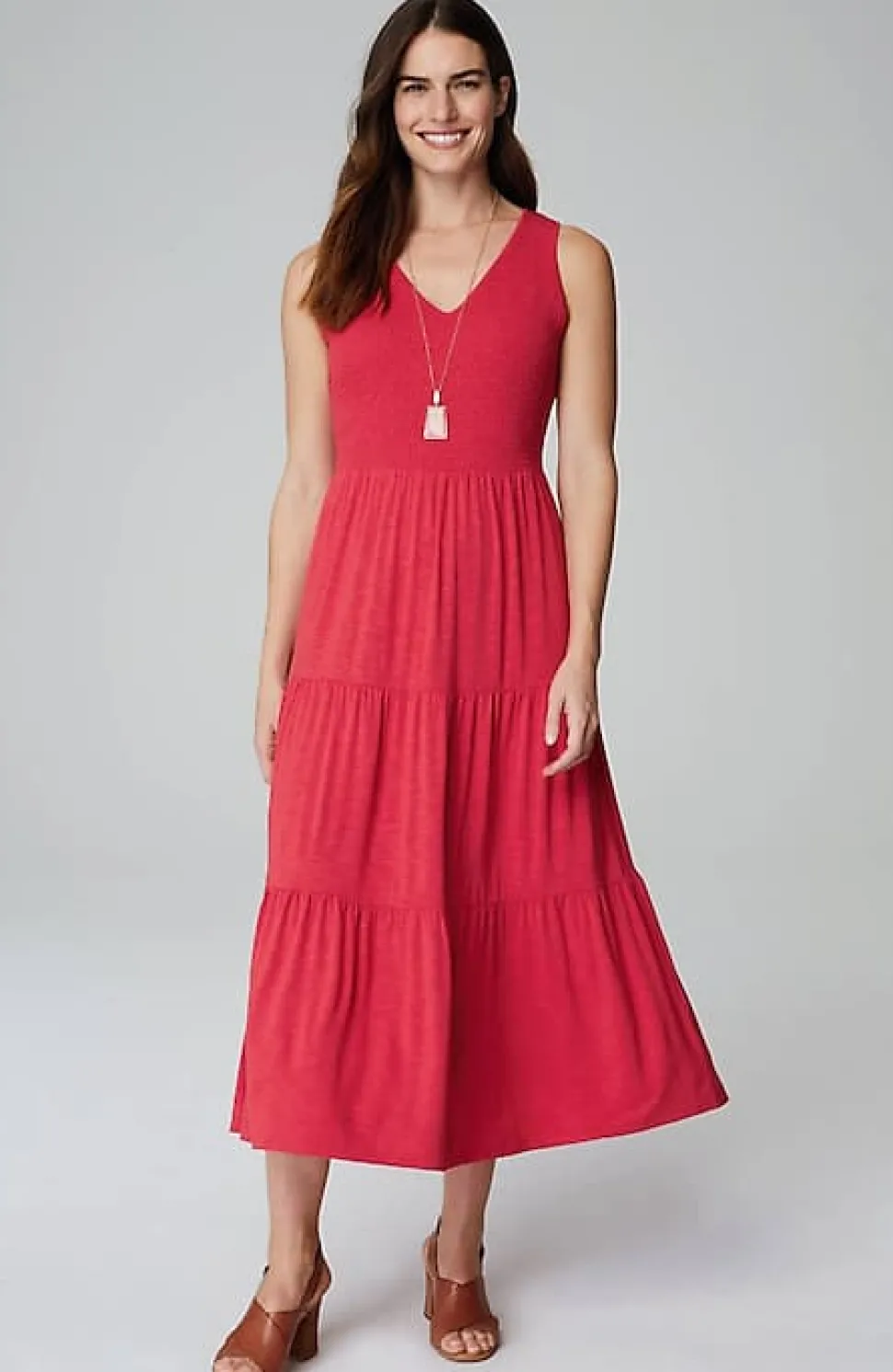 Smocked Tiered Midi Dress | Jjill