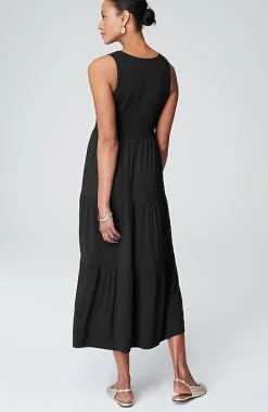 Smocked Tiered Midi Dress | Jjill