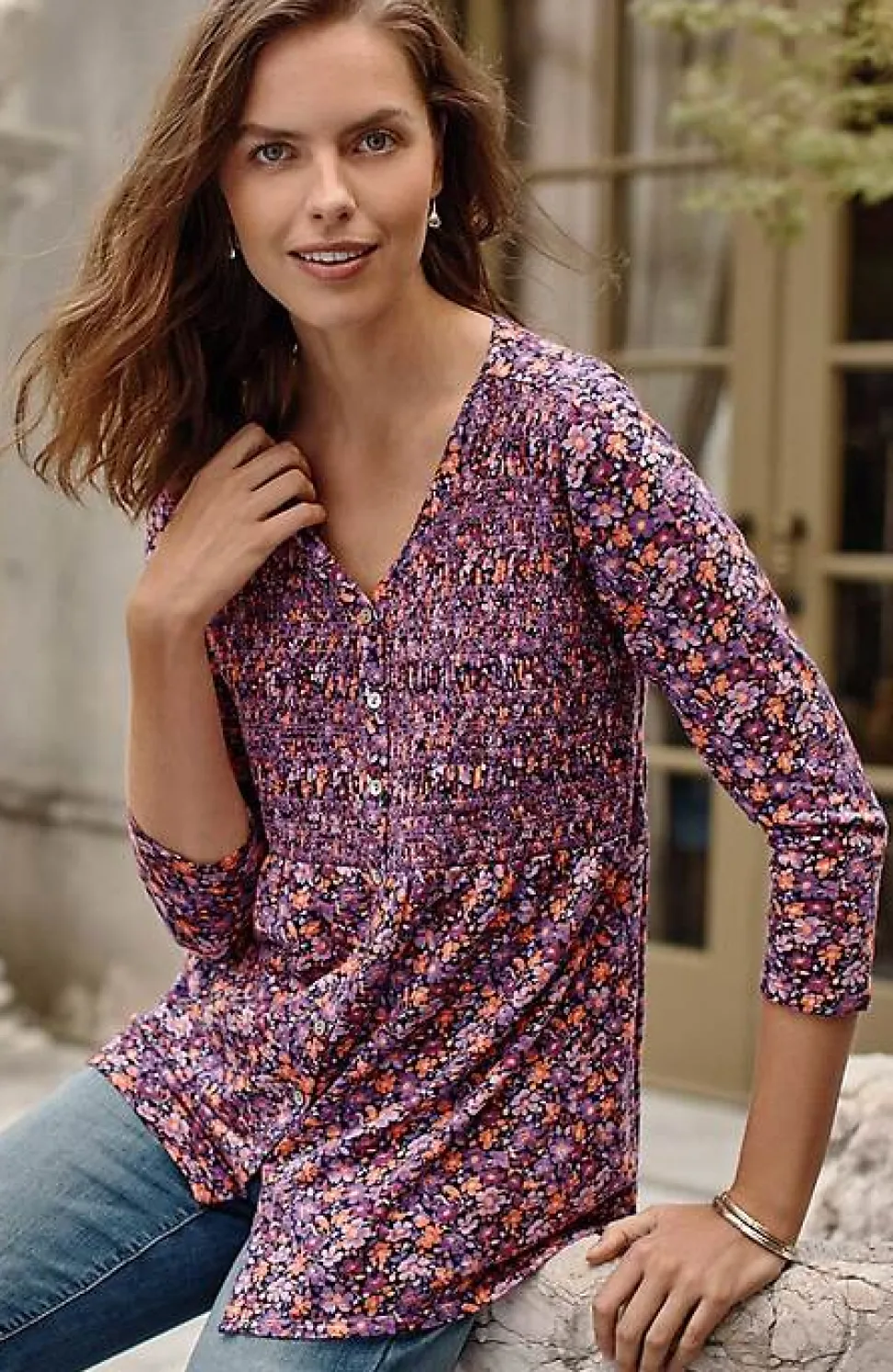 Smocked-Bodice Tunic | Jjill