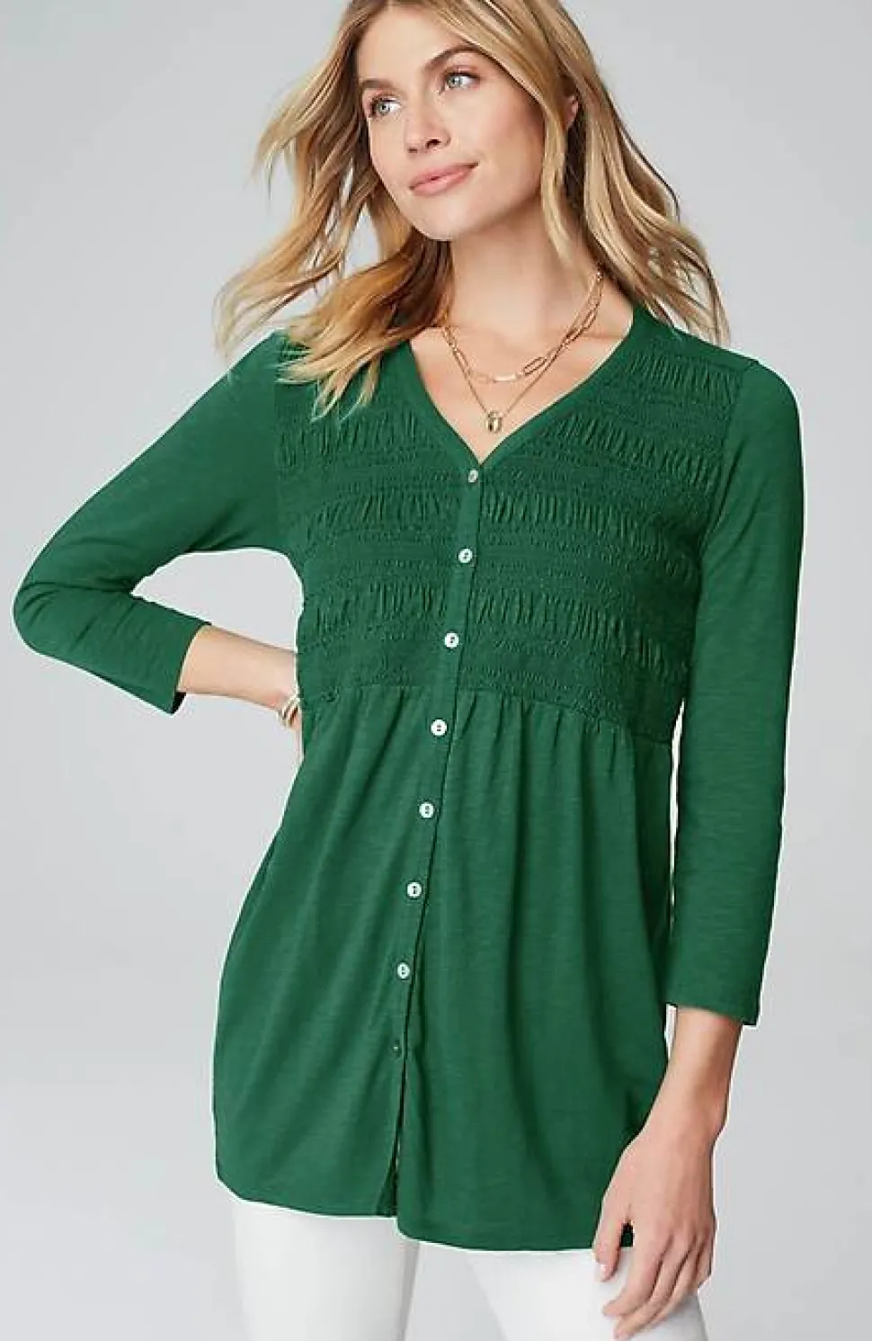 Smocked-Bodice Tunic | Jjill