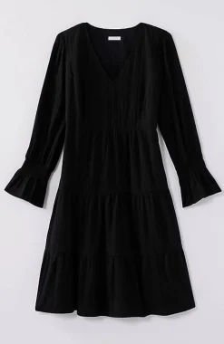 Smocked-Sleeves Tiered Dress | Jjill
