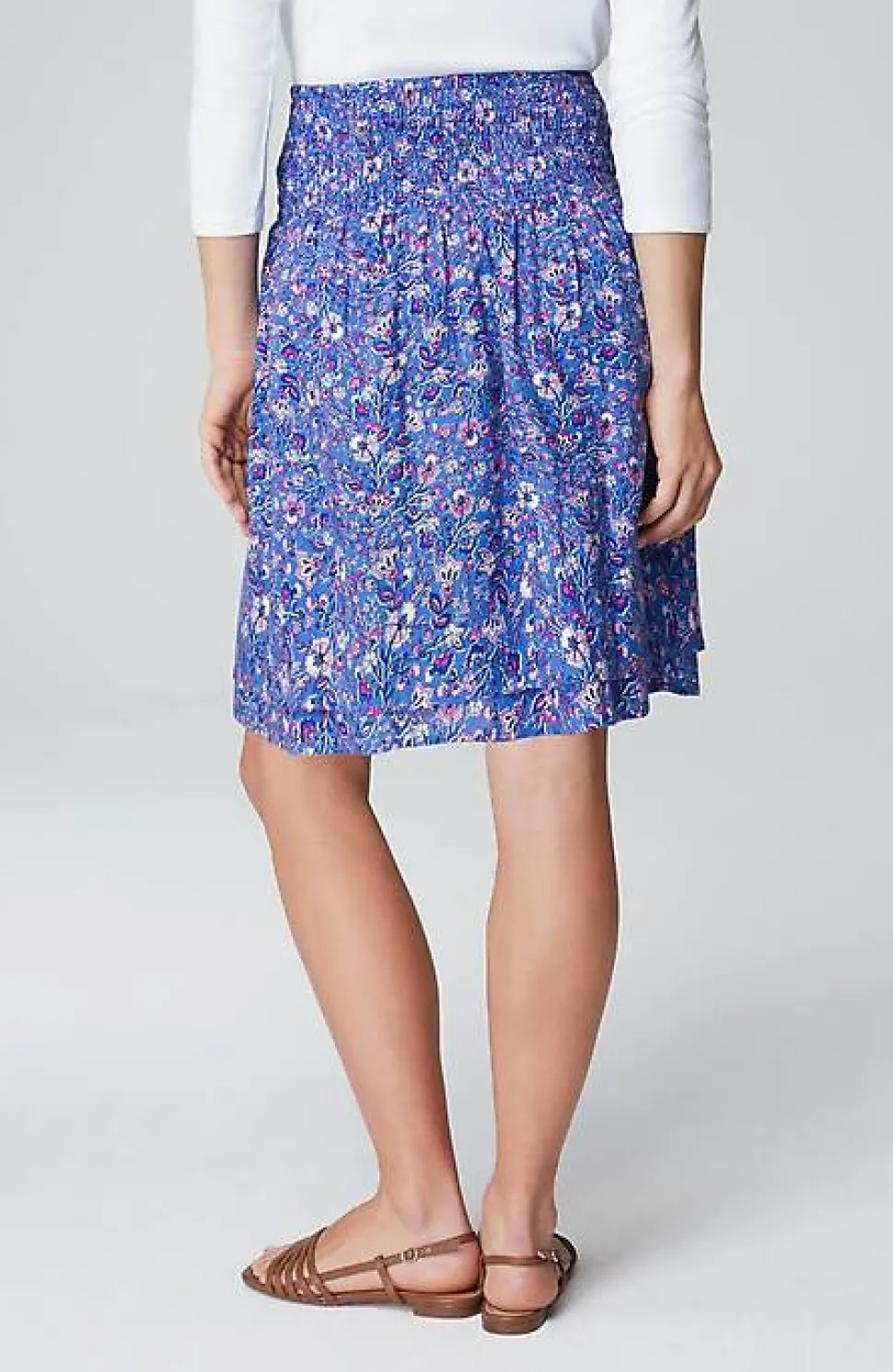 Smocked-Waist Layered Skirt | Jjill